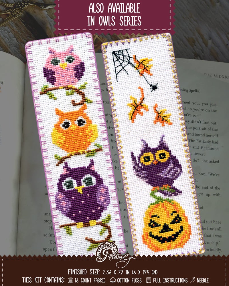 Povitrulya Counted Cross Stitch Kit - DIY Kits for Adults or Kids - Funny Embroidery Bookmark - Easy to Use - Craft Collection - Owls - Image 5